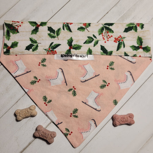 Ice Skates and Holly Christmas Scarf