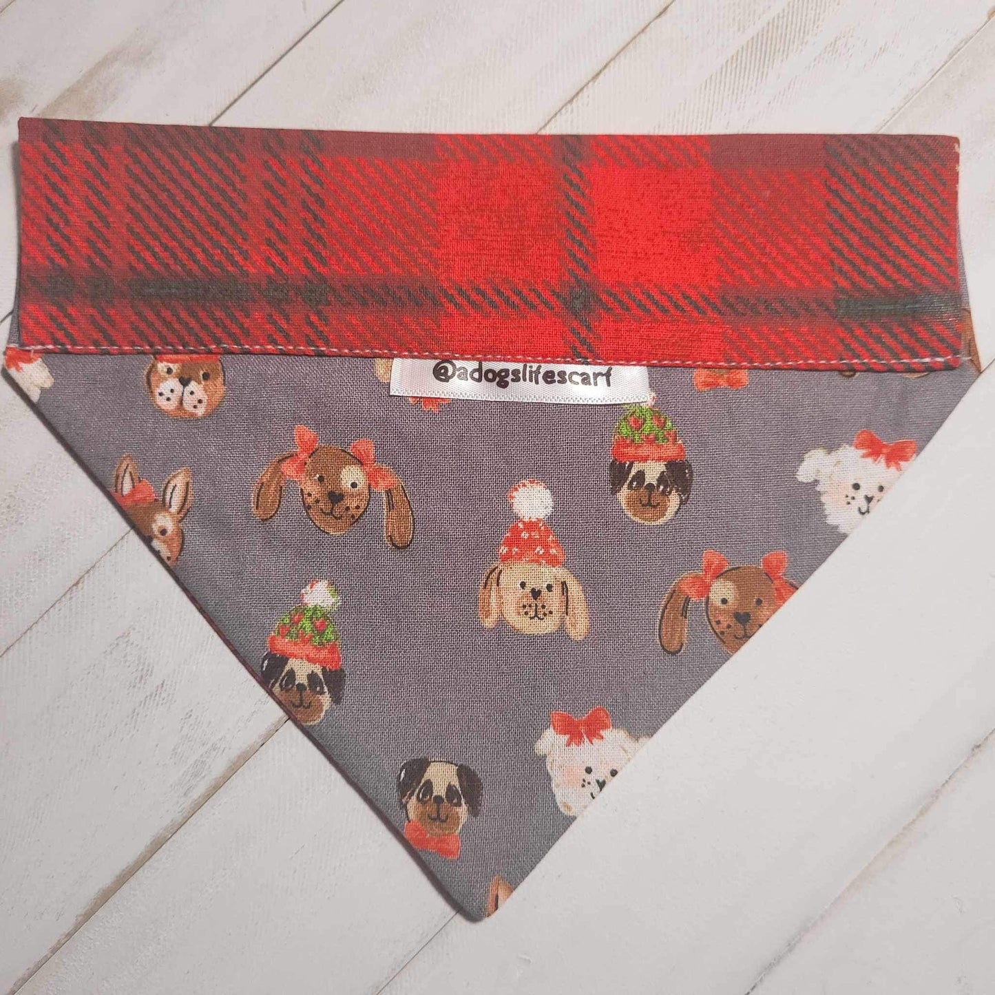 Christmas Dogs on Plaid Holiday Christmas Scarf