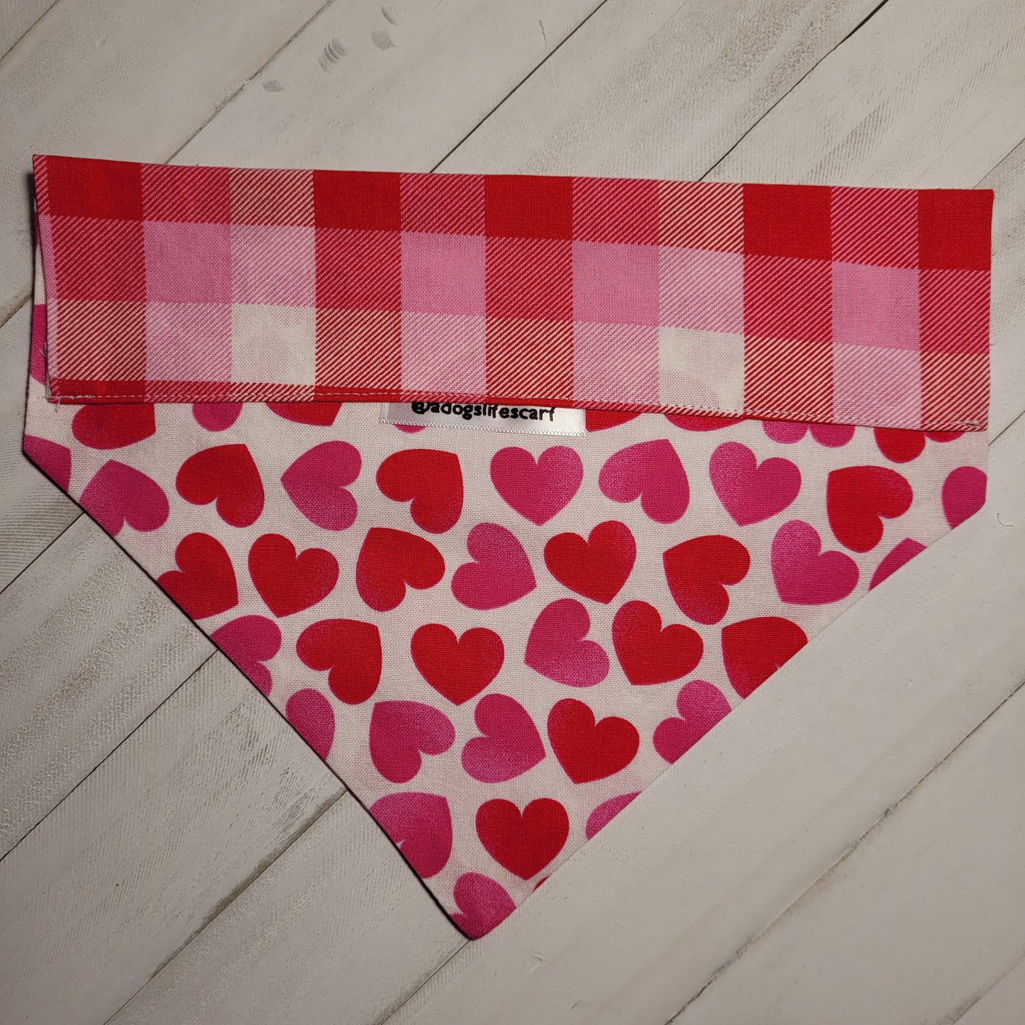 Hearts on Plaid Valentine's Scarf