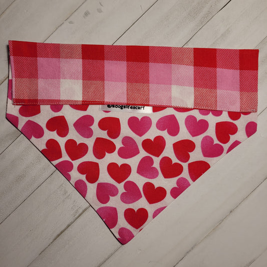 Hearts on Plaid Valentine's Scarf