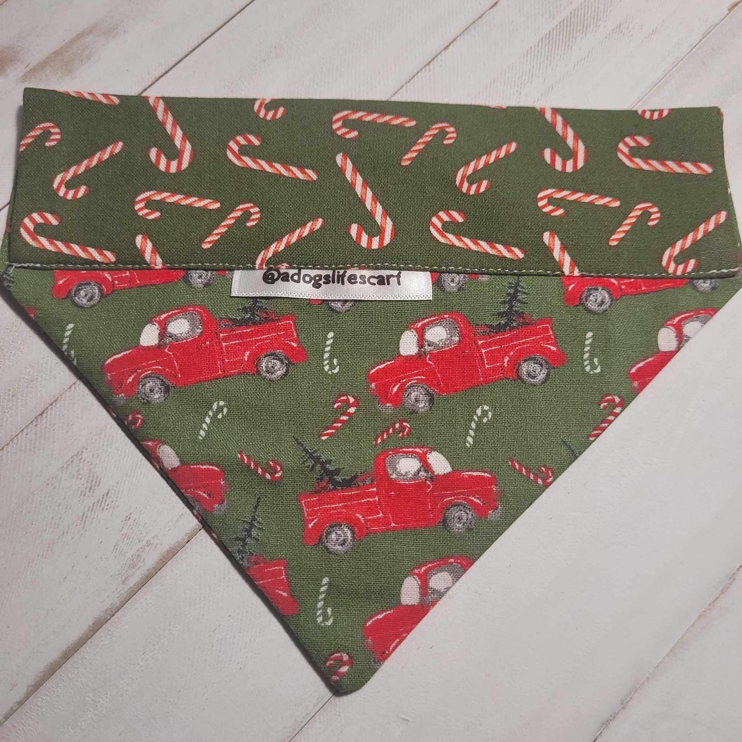 Red Truck Candy Canes Holiday Christmas Scarf