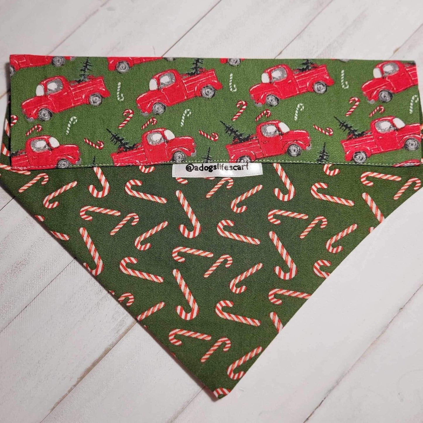 Red Truck Candy Canes Holiday Christmas Scarf