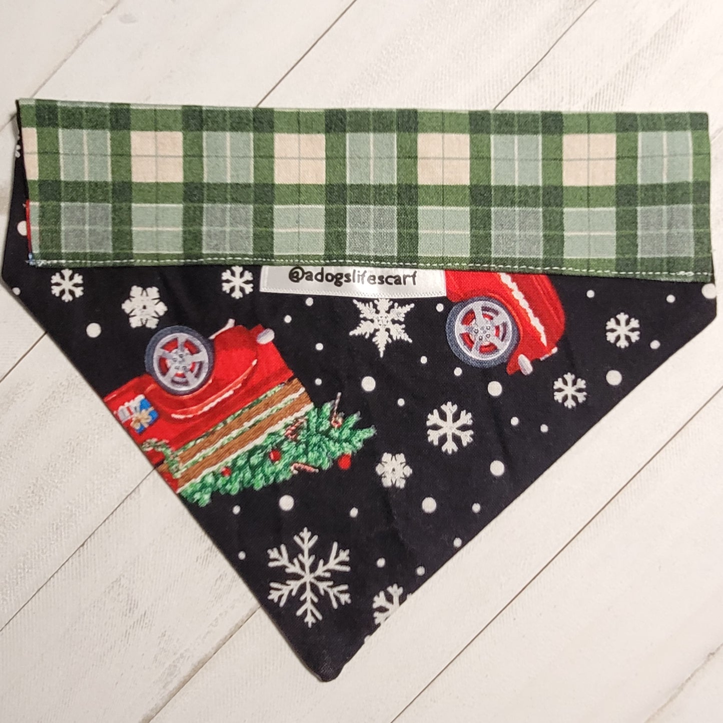 Red Truck Plaid Christmas Scarf